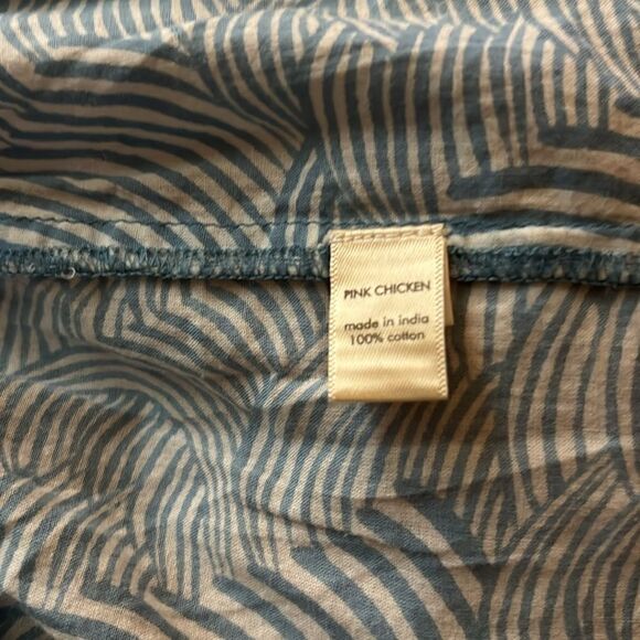 Pink Chicken Blue Print Cotton Summer dress Size M - Picture 6 of 6